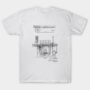 Automatic Bowling Mechanism Vintage Patent Hand Drawing T-Shirt